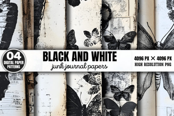 Black and White Junk Journal Pattern 2: A Timeless Design for Creative Projects