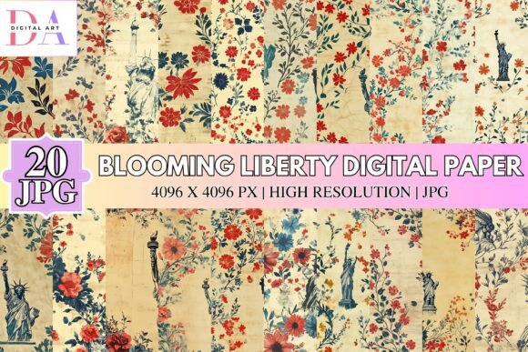 Blooming Liberty Digital Paper: A Patriotic Craft Resource for Creators