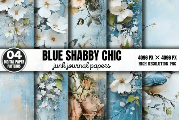 Blue Shabby Chic Junk Journal Paper 2: A Unique Blend of Vintage Charm and Modern Creativity