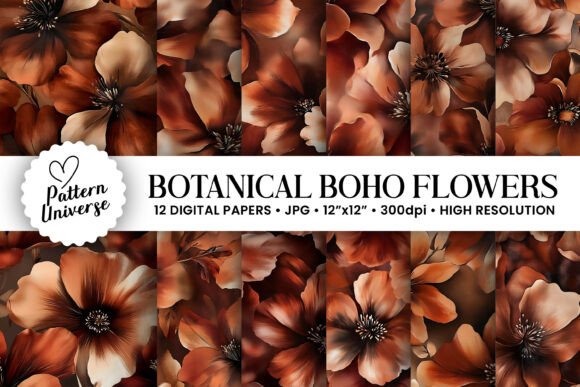 Botanical Boho Flowers Digital Paper: A Creative Resource for Modern Crafting