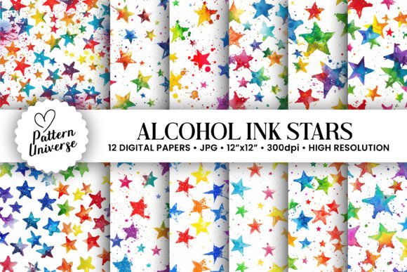 Bright Alcohol Ink Stars Digital Papers: A Versatile Resource for Creative Projects