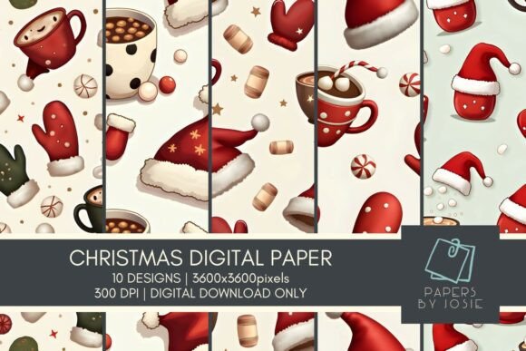 Christmas Hat Mitten Digital Paper: A Creative Must-Have for Your Holiday Projects