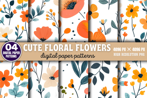 Cute Floral Flowers Digital Pattern 6: A Versatile Addition to Creative Projects