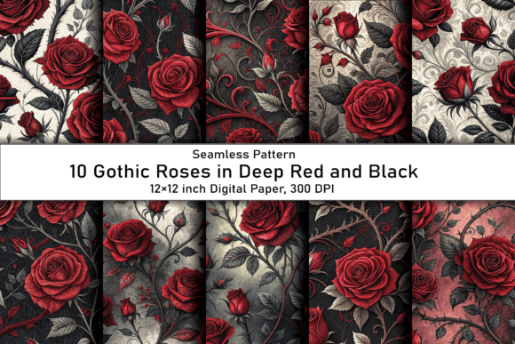 Gothic Roses in Deep Red and Black: A Timeless Design Element for Creative Projects
