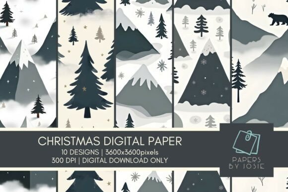 Gray Snowy Christmas Digital Paper: Creative Potential in Every Pixel