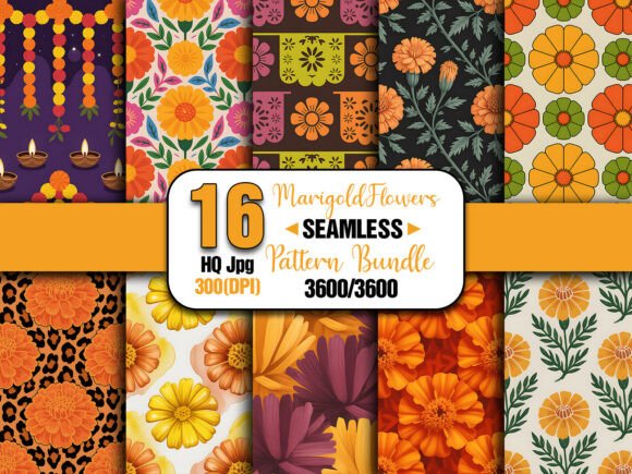 Marigold Festive Seamless Pattern Pack: A Vibrant Creative Resource for Seasonal Projects