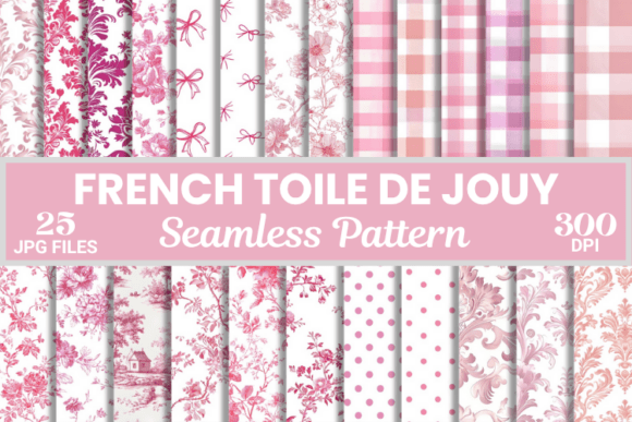 Pink French Toile De Jouy Seamless Pattern Collection: A Timeless Design Resource for Creatives