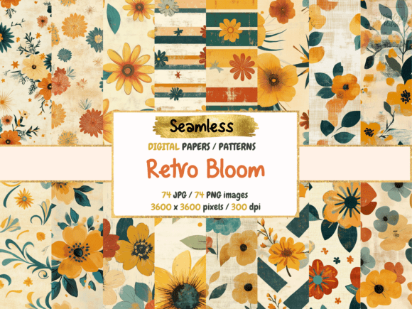 Retro Bloom Digital Papers Bring Nostalgic Elegance to Modern Design