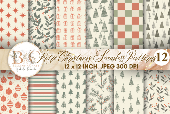Retro Christmas Seamless Digital Paper for Timeless Holiday Creativity