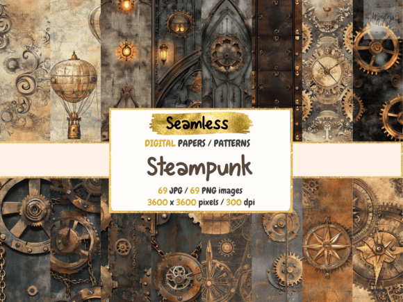 Steampunk Seamless Digital Papers: A Creative Resource for Every Designer