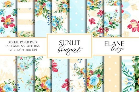 Summer Flowers Seamless Digital Paper