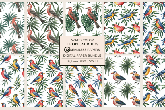 Tropical Birds Seamless Papers Exotic