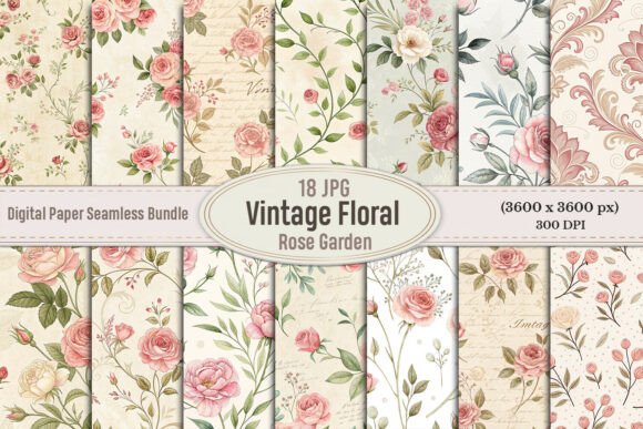 Vintage Floral Rose Garden Digital Pape: A Timeless Resource for Creative Projects